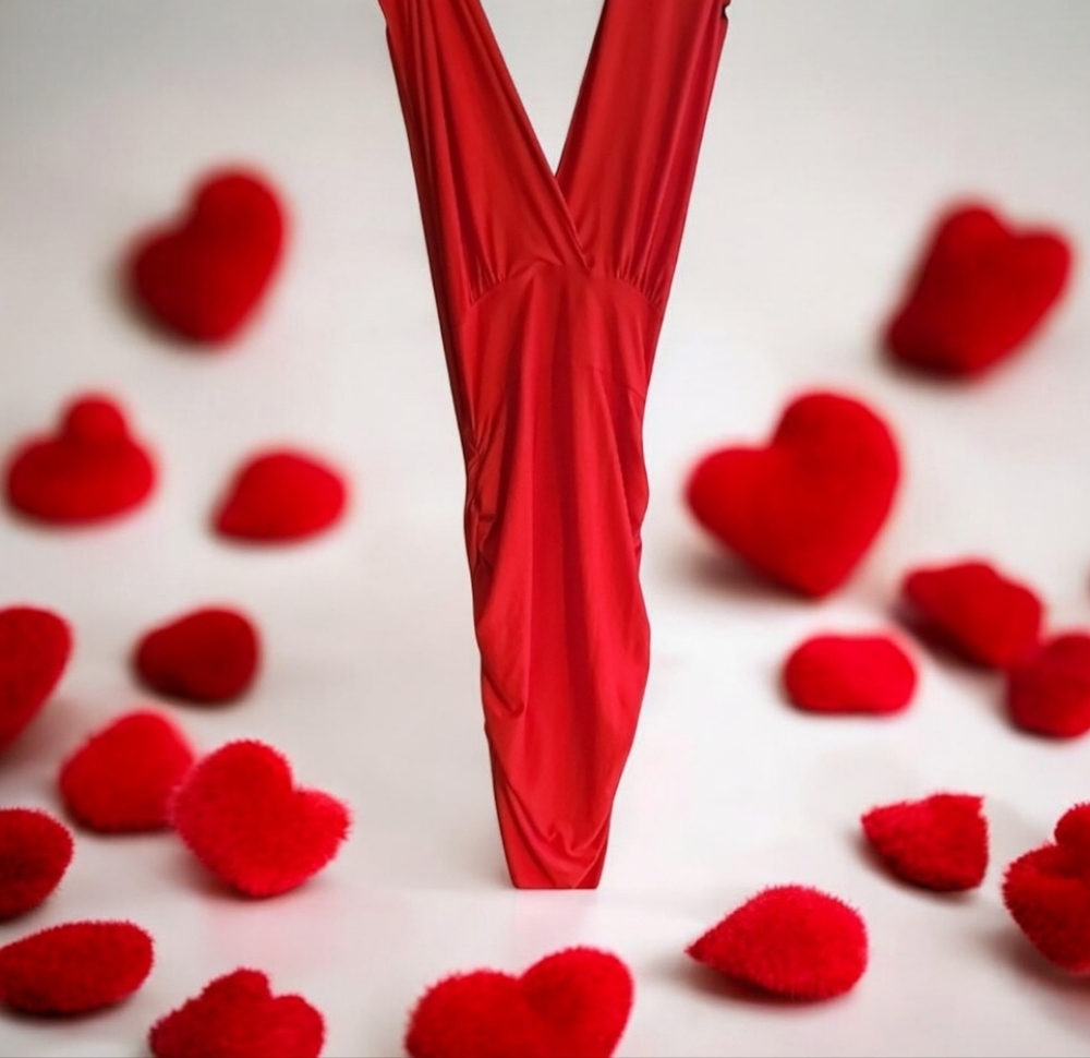 Elegant Red V-Neck Dress